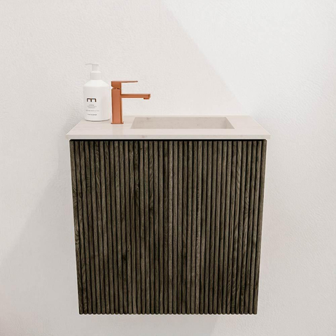 Mondiaz JOYA-DLUX 40cm toiletmeubel - kleur Shadow - Wastafel FAYE positie Rechts 1 kraangat kleur Meli. SW1424862