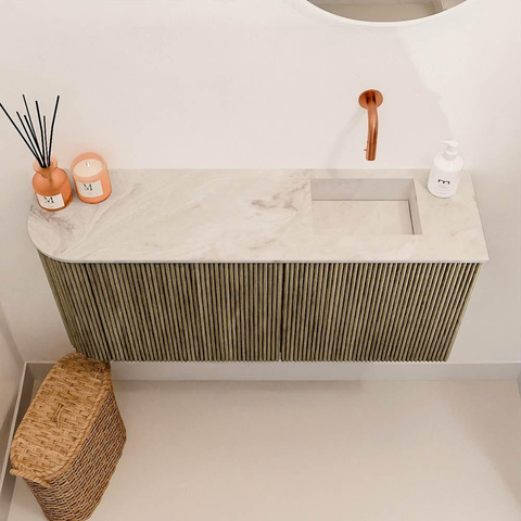 Mondiaz JOYA-DLUX 91.6cm meuble de toilette - arrondi gauche couleur Dusk - Vasque FAYE position Droite Sans trou de robinet couleur Frappe. SW1423122