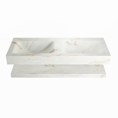 MONDIAZ ALAN - DLUX Badkamermeubelset - 120cm - planchet - Frappe - vrijhangende wastafel - 2 wasbakken - 2 kraangaten - Frappe SW809228