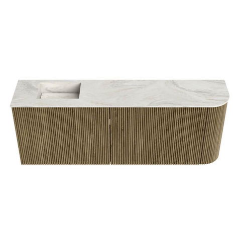 Mondiaz JOYA-DLUX Meuble de salle de bains 111,6cm - arrondi droit couleur Dusk - Vasque FAYE position Gauche 1 trou de robinet couleur Ostra. SW1423449