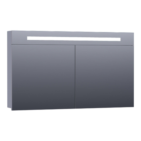 BRAUER Promise armoire de toilette - 120x70x15cm -- avec éclairage direct - 2 portes miroir unilatérales - gris mat SW371612