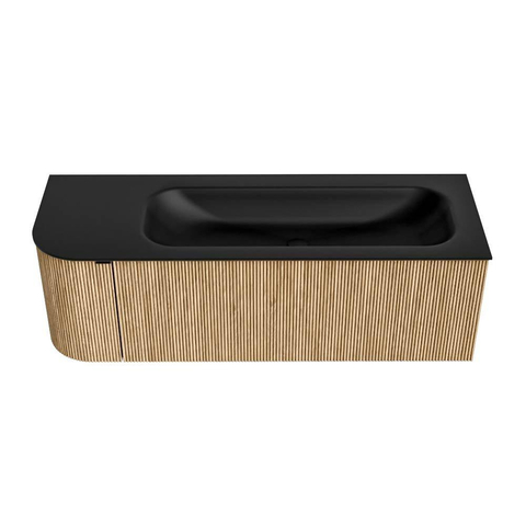MONDIAZ KURVE Meuble de salle de bains 135 cm avec module 25 L couleur Oak avec 1 tiroir et 1 porte. Lavabo BIG MEDIUM à droite 1 trou de robinet Urban. SW1138416