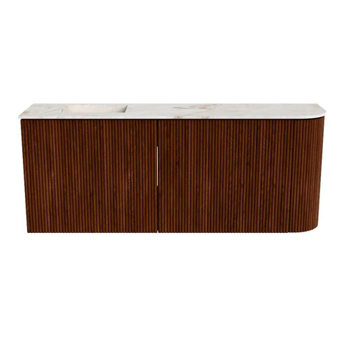 Mondiaz JOYA-DLUX 101.6cm toiletmeubel - ronding rechts kleur Ruby - Wastafel FAYE positie Links 1 kraangat kleur Frappe. SW1423496