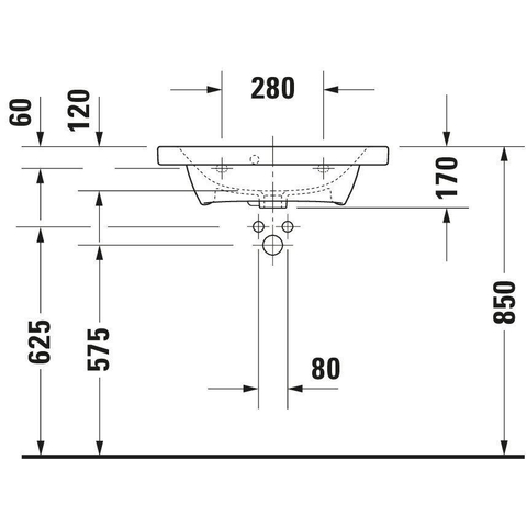 Duravit Durastyle lavabo - 63.5x40x17cm - rectangulaire - simple vasque - 1 trou - blanc SW88233