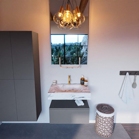 MONDIAZ ALAN - DLUX Badkamermeubelset - 70cm - onderkast - Plata - 1 lade - vrijhangende wastafel - wasbak midden - 1 kraangat - Glace SW806229
