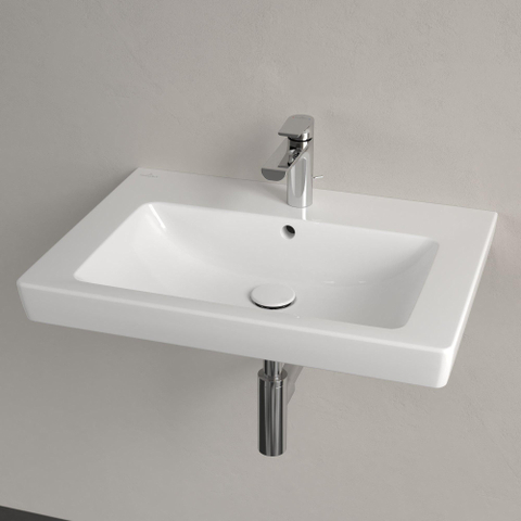 Villeroy & Boch Subway 2.0 wastafel - geslepen - 65x47cm - met kraangat - met overloop CeramicPlus - White Alpine (glans wit) 1025019