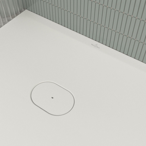 Villeroy & Boch Ecora douchebak - 160x90x4.5cm - afvoer korte zijde - stone white (wit) SW1559013