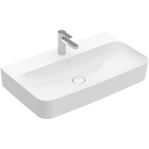 Villeroy & Boch Finion Lavabo - 800 x 470 x 165 mm - Blanc Alpin CeramicPlus - sans trop-plein - meulé SW106486