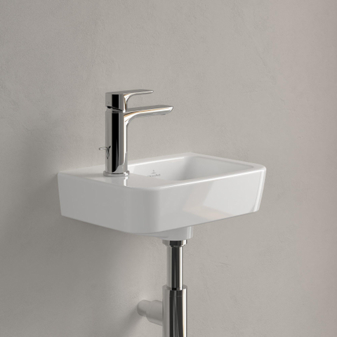 Villeroy & Boch O.novo fontein - 36x25cm - 1 kraangat links - met overloop CeramicPlus - White Alpine (glans wit) SW448500
