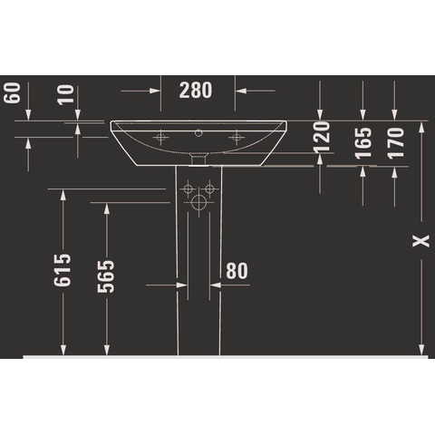 Duravit D-neo Wastafel - met waskom midden - met kraangat - met overloop - 65x44cm - met wondergliss - wit SW640532