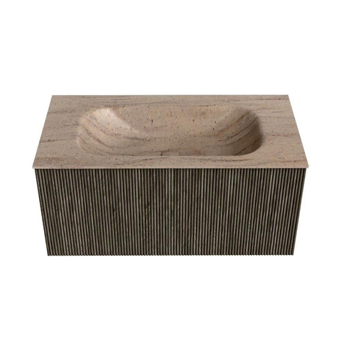 MONDIAZ KURVE-DLUX Meuble de salle de bains 90cm couleur Shadow avec 1 tiroir et 0 porte. Lavabo BIG SMALL Centre 1 trou de robinet Saba. SW1433428