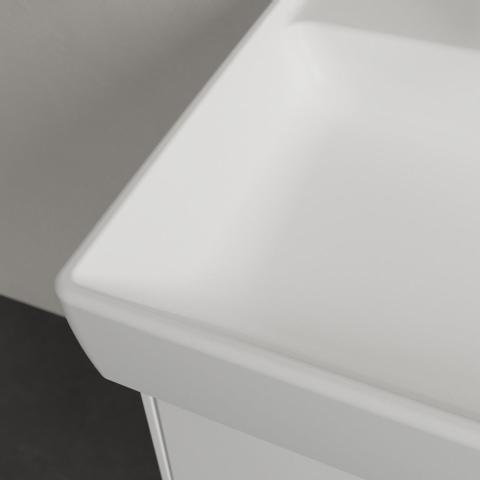 Villeroy & Boch Collaro wastafel - 60x47cm - zonder overloop - 1 kraangat CeramicPlus - Stone White (mat wit) SW358312