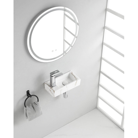 Wiesbaden Rhea S Mini fontein links - 36.5x18x9cm - keramiek carrara SW484771
