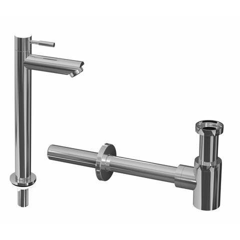 INK 2B Kit robinet lave-mains - robinet lave-mains sur pied - haut - siphon design - Chrome SW450942