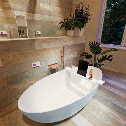 MONDIAZ FLOAT baignoire autoportante 170x80cm couleur Clay baignoire intérieure Talc SW491492