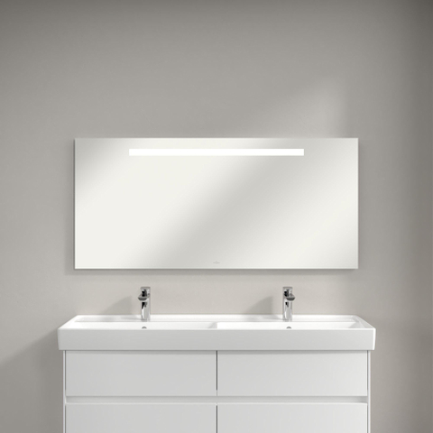 Villeroy & Boch More to see one spiegel - met geïntegreerde led verlichting - 130x60cm - inclusief bevestiging - glans zilver SW453846