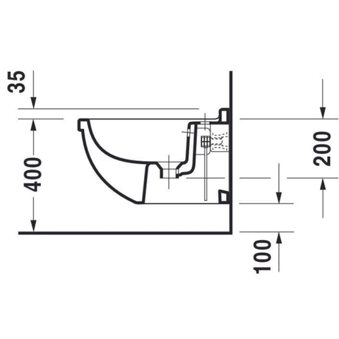Duravit Starck 3 Wandbidet - 365x335x540mm - 1 kraangat overloop - verdekte bevestiging - glans wit 0293374