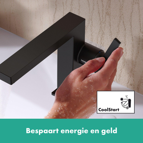 Hansgrohe Tecturis E 1 greeps wastafelkraan - 110 Fine - coolstart - zonder waste set - mat zwart SW918398