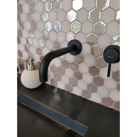 The Mosaic Factory Valencia mozaïektegel - 27.6x32.9cm - wandtegel - Zeshoek/Hexagon - Gerecycled glas Pink mat/glans SW374588