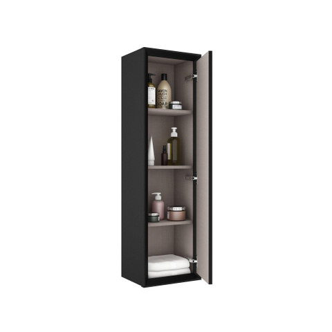 Saniclass Prime Core Hoge Kast - 120x34.5x34.5cm - 1 deur - mat zwart - MDF OUTLETSTORE STORE42359