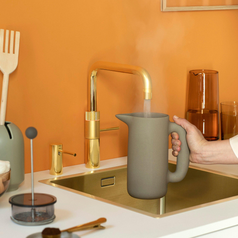 Quooker BE Fusion Square kokendwaterkraan - draaibare uitloop - Combi reservoir - Warm / kokend water - Verguld glans SW795596