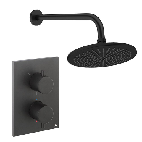 Crosswater MPRO inbouw regendoucheset – Ø30 cm hoofddouche – zonder handdouche – 2 hendels – zwart mat SW1472515