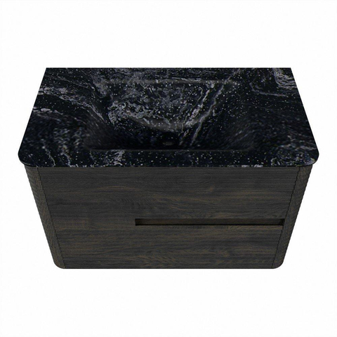 Mondiaz CIRO-DLUX Badkamermeubelset - 80x45x50cm - Solid surface wastafel Lava - 1 wasbak Midden - zonder kraangaten - 2 lades - Shadow SW1532256