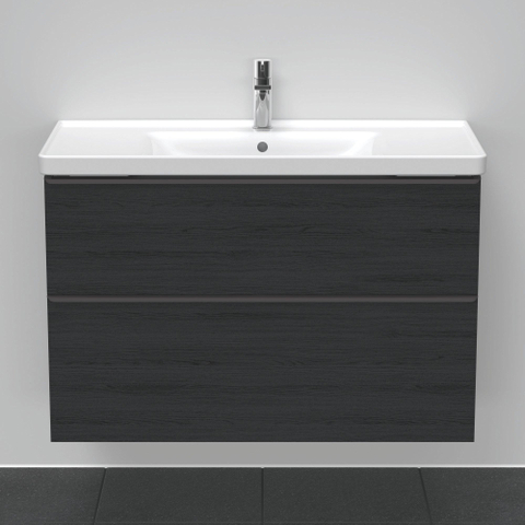 Duravit D-neo Meubelset - met wastafelonderbouwkast - met 2 laden - met softclose - 100x20x48cm - inclusief wastafel - zwart eiken mat SW642217