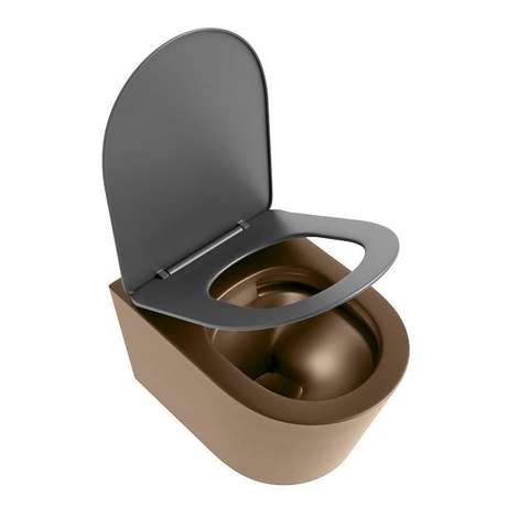 Mondiaz LAVIE hangtoilet – spoelrandloos – 36 x 53 cm – met softclose zitting – Rust (bruin), zitting Dark grey (grijs) SW1208606