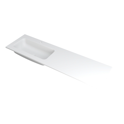 INK Faktor Lavabo gauche avec 1 trou pour robinet 1,5x160x45cm Polystone Blanc mat SW207306