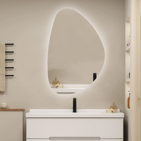 Saniclass Organic Sim miroir – forme organique – 120 x 80 cm – LED indirecte tout autour – chauffage de miroir SW1225232