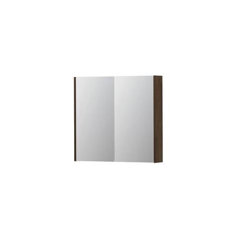 INK SPK2 spiegelkast – 80x74x14 cm – 2 deuren, dubbelzijdige spiegeldeuren – Fineer Chocolate mat SW439858