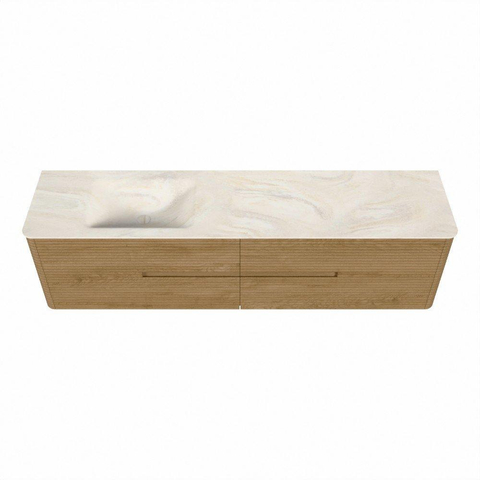 Mondiaz CIRO-DLUX Meuble de salle de bains - 190x45x50cm - Plan vasque en solid surface Ostra - 1 vasque à gauche - sans trous de robinetterie - 4 tiroirs - Chêne SW1530945