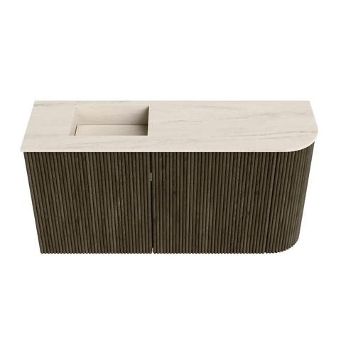 Mondiaz JOYA-DLUX 81.6cm toiletmeubel - ronding rechts kleur Shadow - Wastafel FAYE positie Links Zonder kraangat kleur Meli. SW1424903
