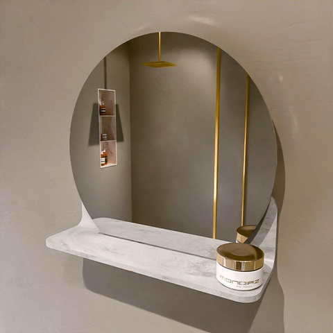 Mondiaz SPOT spiegel – Ø40 cm – met planchet – Ostra (beige) SW1235659