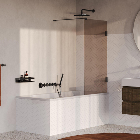 BRAUER Void paroi de baignoire - 80x140 - verre bronze - incl. revêtement en verre - PVD gunmetal brossé SW1580868