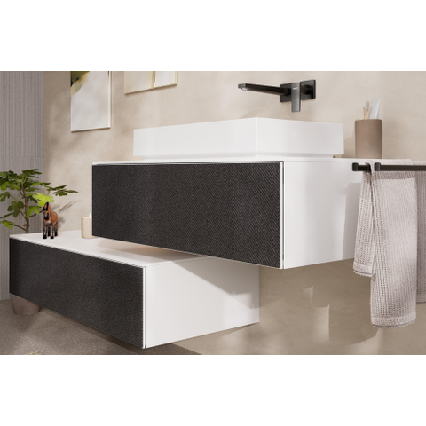 Hansgrohe Metropol 1 greeps wastafelkraan - afbouwdeel - met voorsprong 225 mm en afvoerplug - glans zwart chroom SW490354