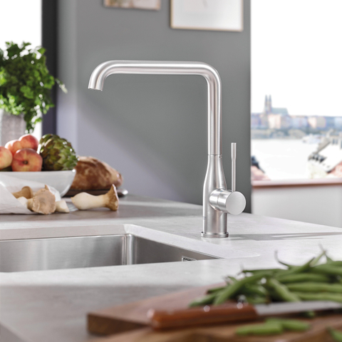 GROHE essence new Mitigeur de cuisine - haut - bec en L - SuperSteel brossé 0467940