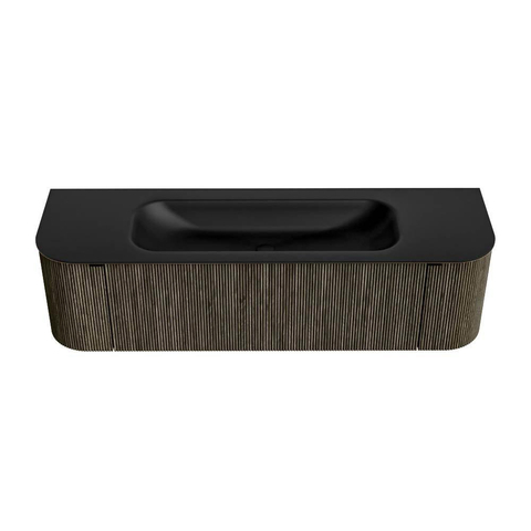 Mondiaz KURVE Ensemble de meuble de salle de bains - 160x46x40cm - 1 tiroir - 2 portes - lavabo solid surface - central - sans trou de robinet - Shadow SW1414260