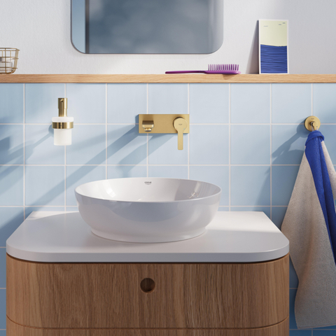 GROHE Lineare New wastafelkraan - l-size - wand - 2-gats - geborsteld cool sunrise (goud) SW1477537