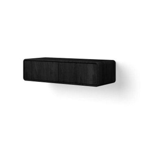 Looox Wooden Rounded Badkamermeubel -30x120x46cm - 2 lades - eiken zwart SW1481857