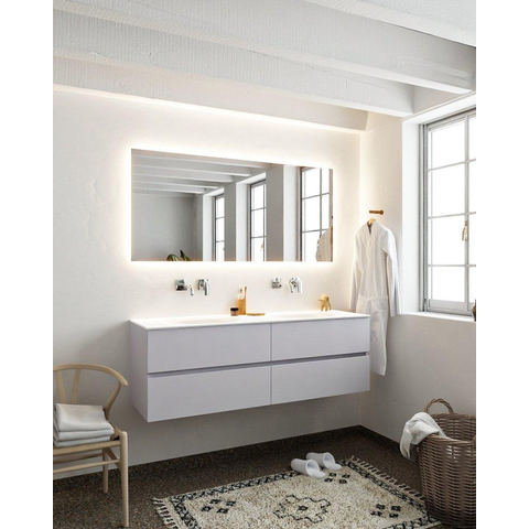 MONDIAZ VICA Ensemble de meuble salle de bain - 150cm - 4 tiroirs - lavabo Moon double - 0 trou de robinet - solid surface cale SW410561