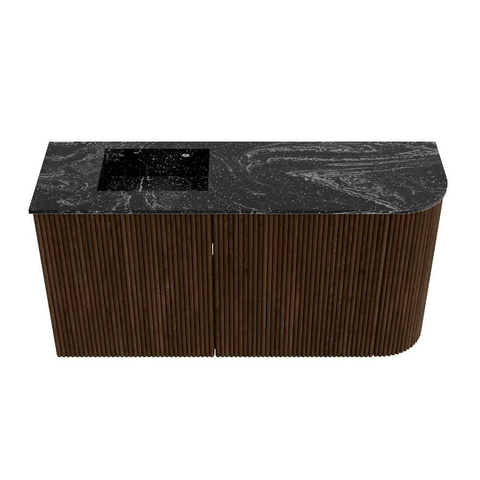 Mondiaz JOYA-DLUX 81.6cm toiletmeubel - ronding rechts kleur Walnut - Wastafel FAYE positie Links Zonder kraangat kleur Lava. SW1422473