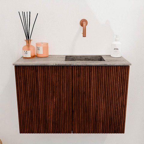 Mondiaz JOYA-DLUX 60cm toiletmeubel - kleur Ruby - Wastafel FAYE positie Rechts Zonder kraangat kleur Oza. SW1425505