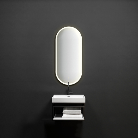 Clou Look at Me miroir – ovale – 45 x 100 cm – LED indirecte tout autour – Noir mat SW636634