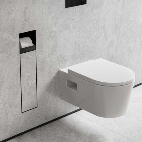 Hansgrohe XtraStoris Rock Porte-brosse WC - porte-rouleau - porte carrelable - noir mat SW1590299