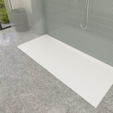 Villeroy & Boch Ecora douchebak - 180x80x3.5cm - afvoer lange zijde - stone white (wit) SW1558897
