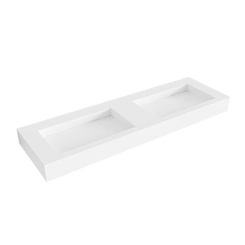 Mondiaz AVON wastafel - 150x46x12cm - dubbele wasbak - zonder kraangat - talc (wit) SW423962