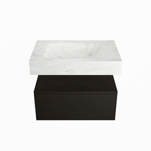 Mondiaz ALAN-DLUX Ensemble de meuble - 70cm - meuble Urban mat - 1 tiroir - Lavabo Cloud Opalo suspendu - vasque Centre - 1 trou de robinet SW806408