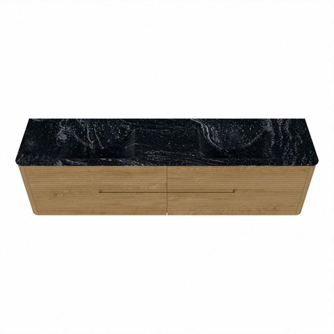 Mondiaz CIRO-DLUX Badkamermeubelset - 190x45x50cm - Solid surface wastafel Lava - 2 wasbak Dubbel - zonder kraangaten - 4 lades - Oak SW1530991